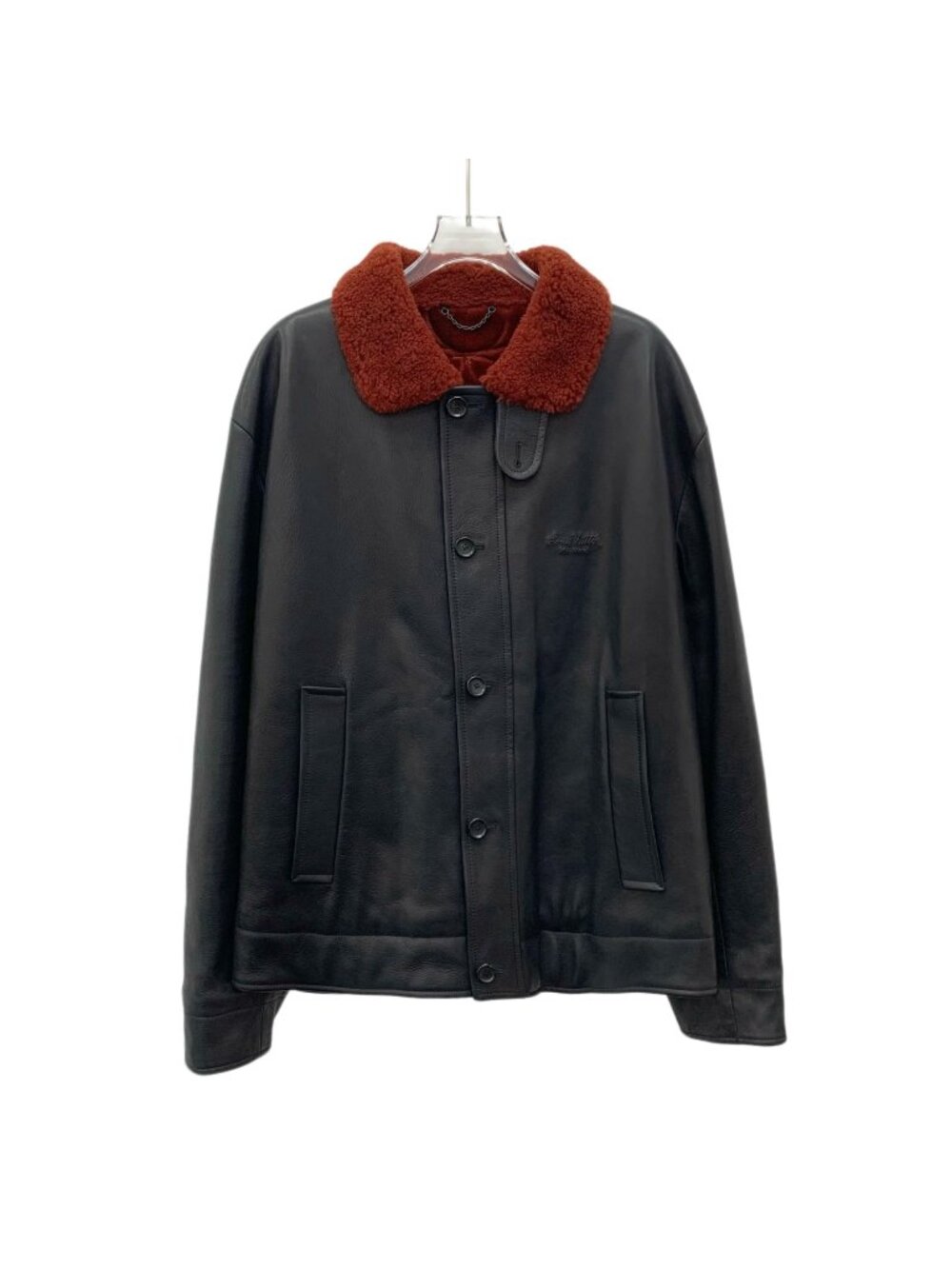 Louis Vuitton Black Leather Shearling Jacket
